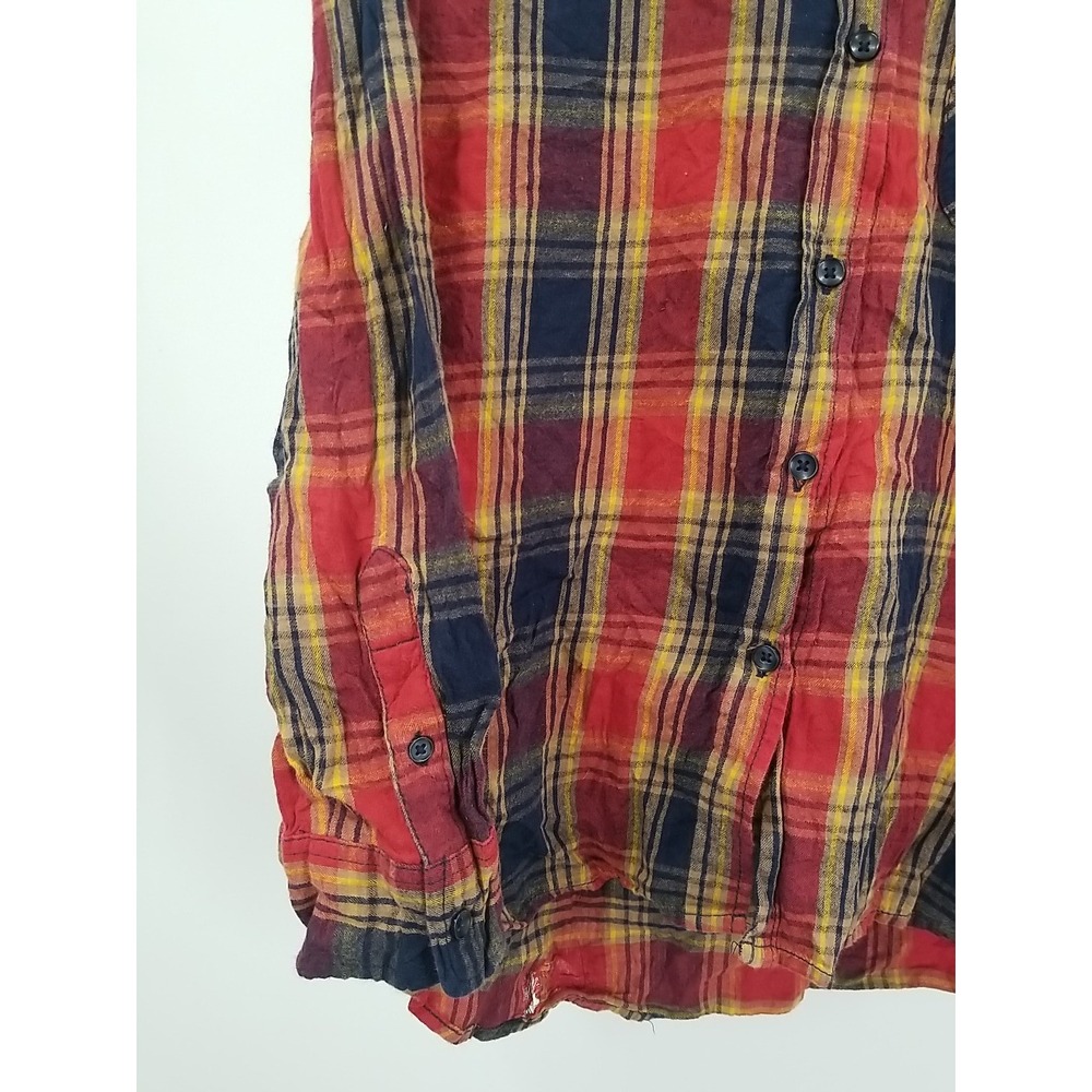 Time‎ and Tru Womens Button Up Plaid Flannel Shirt Long Sleeve Large 12 - 14 - Picture 3 of 6